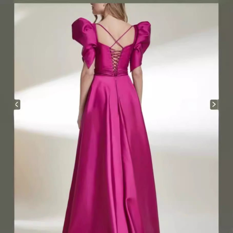 rose red satin gown for special occasions