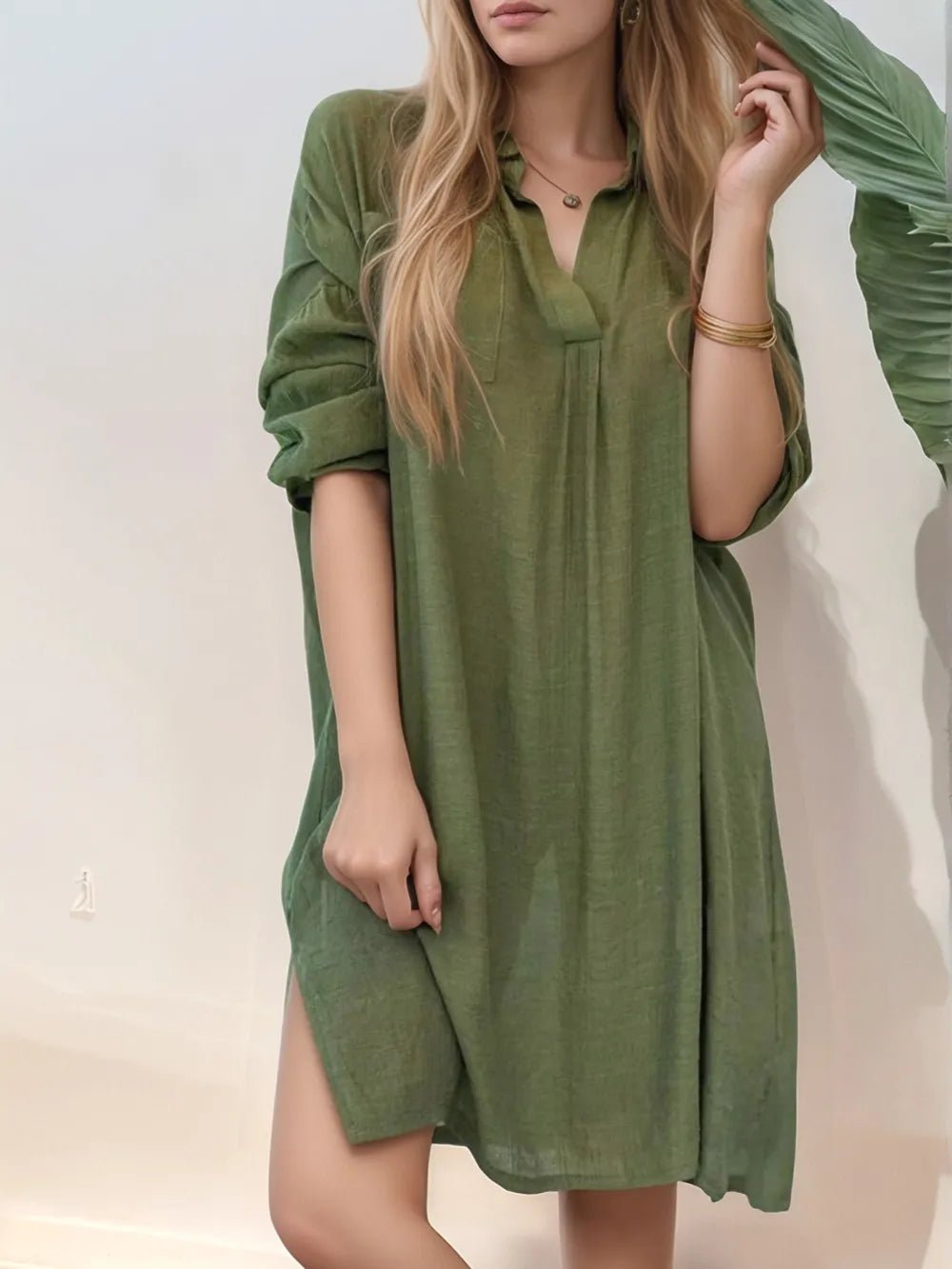 Relaxed mini shirt dress with pockets