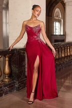 Stretch satin Fitted Embellished Gown-1