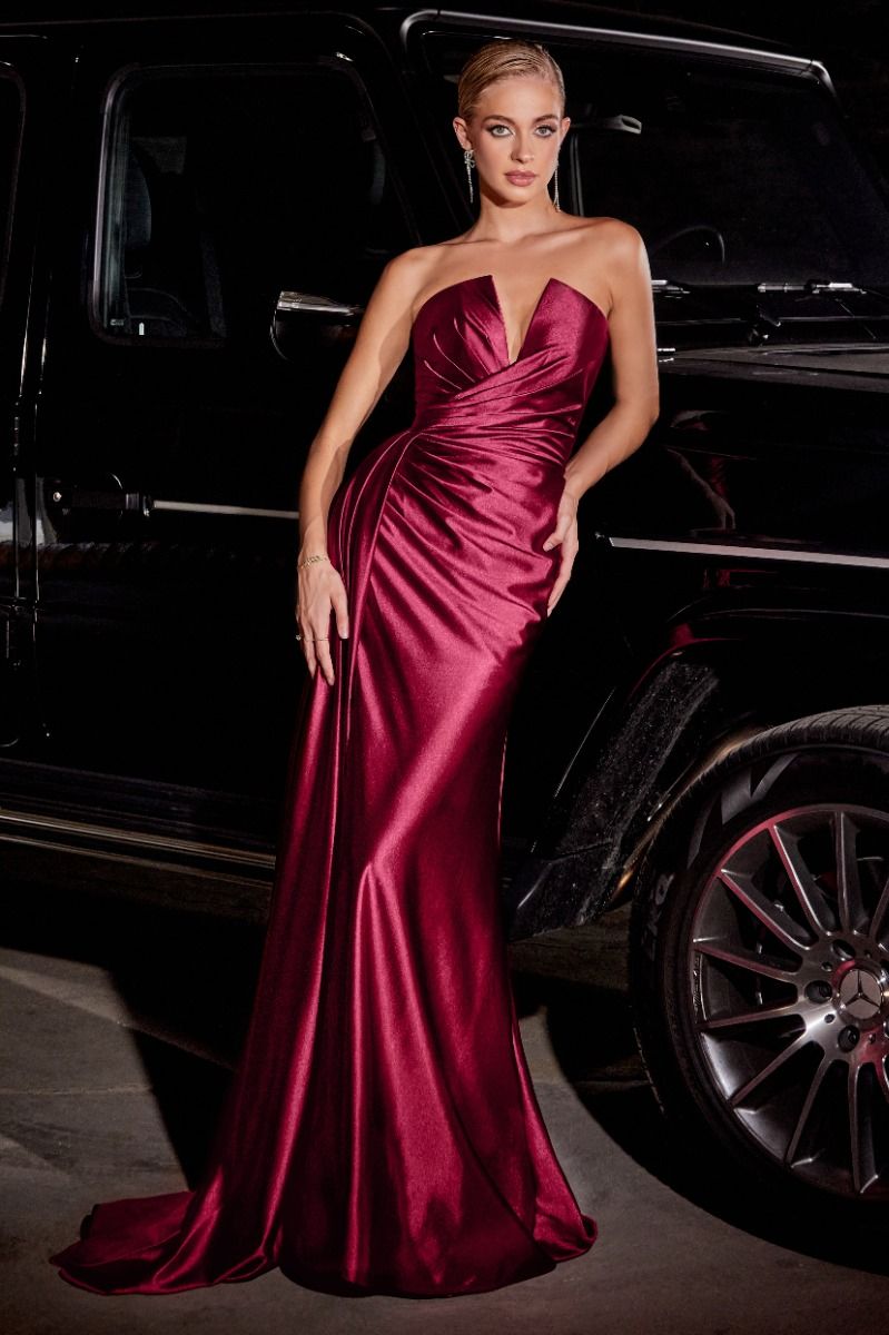 Strapless Satin Fitted Dress