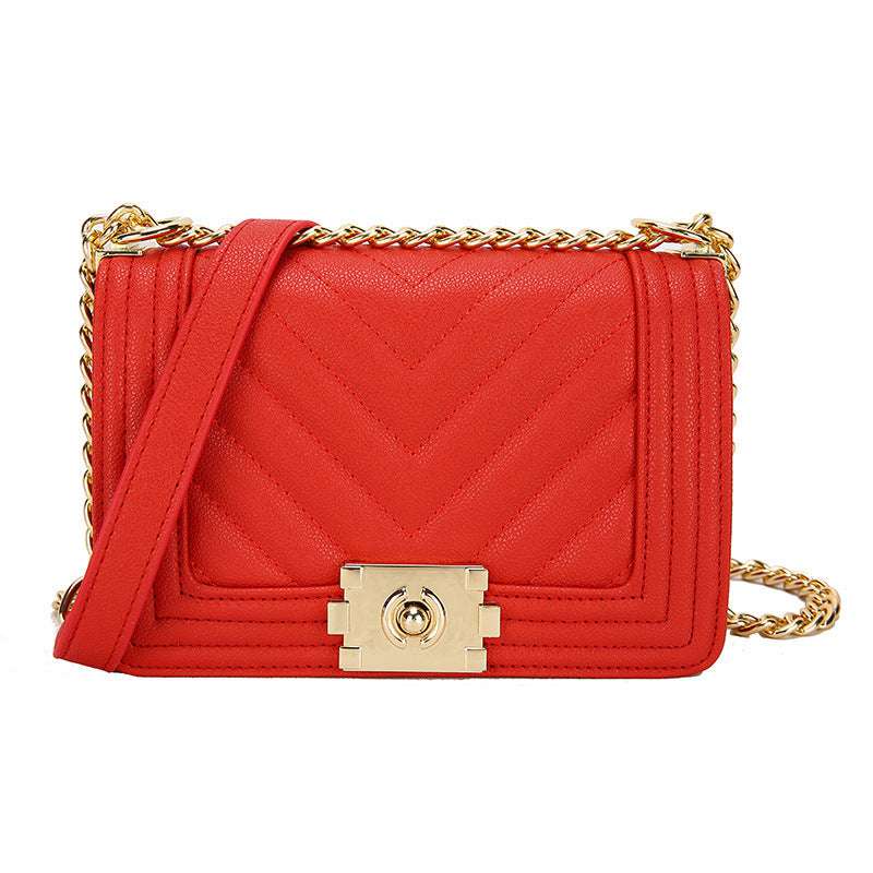 Modern structured messenger handbag with diamond chain strap ideal for parties and stylish daily outfits