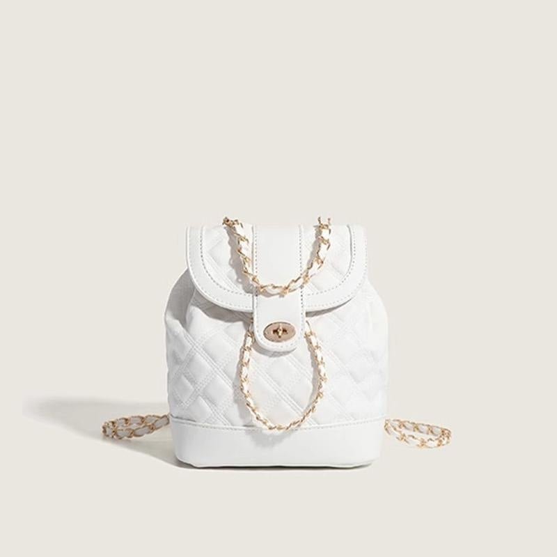 Fashionable rhombus backpack with chain straps