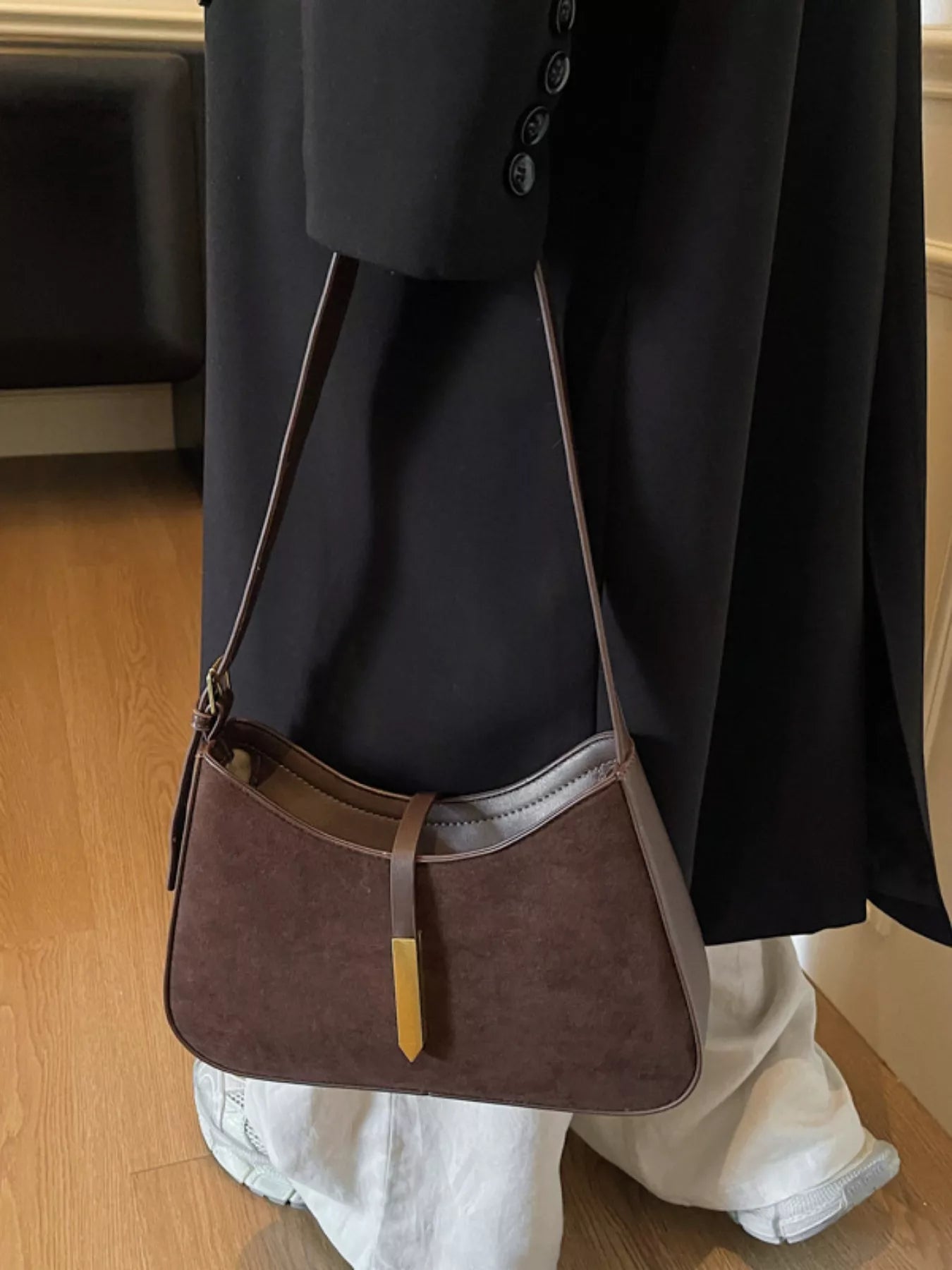 Minimalist Suede Shoulder Bag