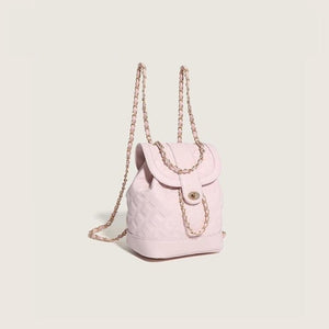 Fashionable rhombus backpack with chain straps