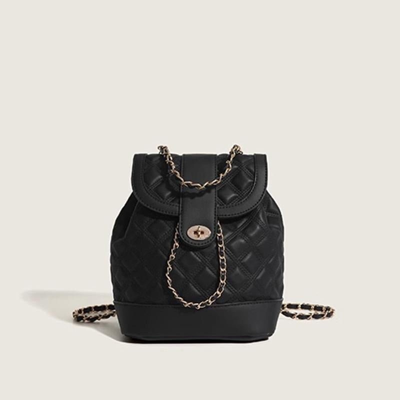 Fashionable rhombus backpack with chain straps