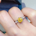 Argent Amber Moissanite Ring