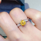 Argent Amber Moissanite Ring
