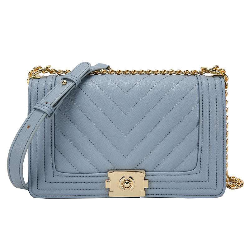 Modern structured messenger handbag with diamond chain strap ideal for parties and stylish daily outfits