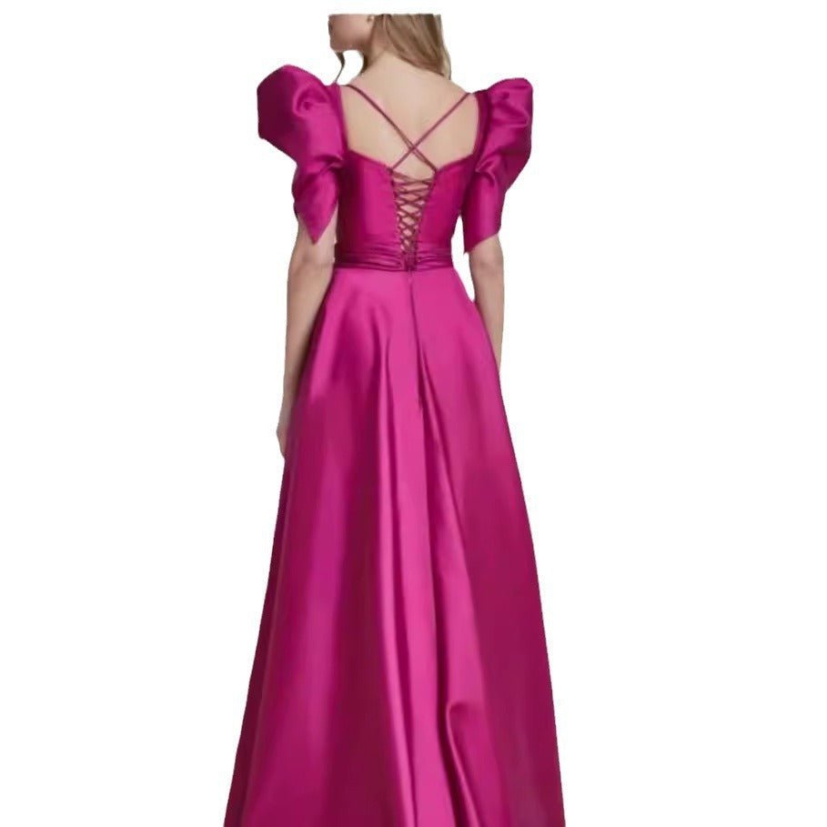 rose red satin gown for special occasions