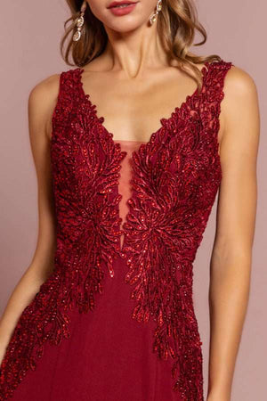 Lace open back Rome jersey gown dress with elegant silhouette