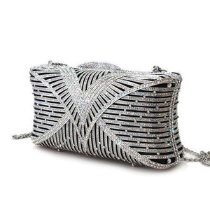 LO2362 - Imitation Rhodium White Metal Clutch with Top Grade Crystal  in White-1
