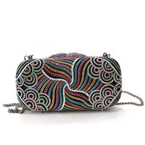LO2365 - Imitation Rhodium White Metal Clutch with Top Grade Crystal  in Multi Color-0