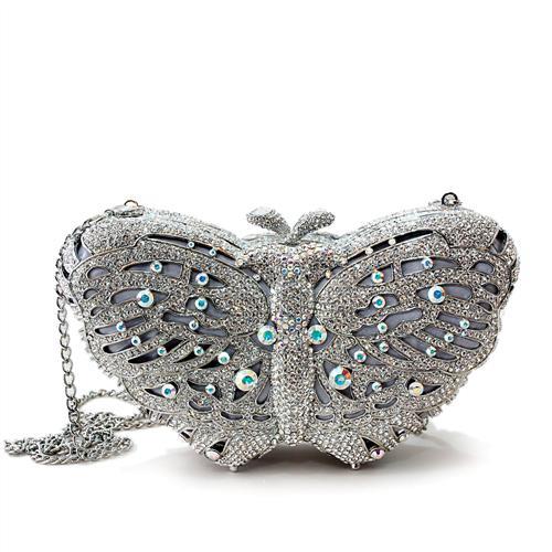 LO2366 - Imitation Rhodium White Metal Clutch with Top Grade Crystal  in White-0