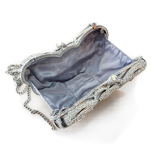 LO2366 - Imitation Rhodium White Metal Clutch with Top Grade Crystal  in White-2