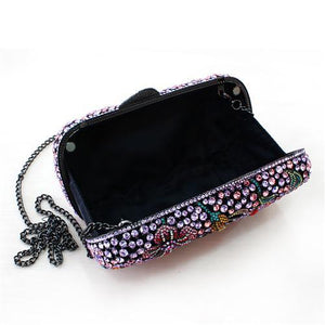 LO2374 - Ruthenium White Metal Clutch with Top Grade Crystal  in Multi Color-2
