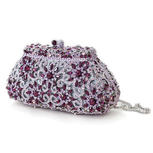 LO2376 - Imitation Rhodium White Metal Clutch with Top Grade Crystal  in Multi Color-1