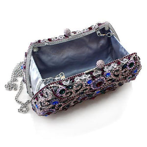 LO2379 - Imitation Rhodium White Metal Clutch with Top Grade Crystal  in Multi Color-2